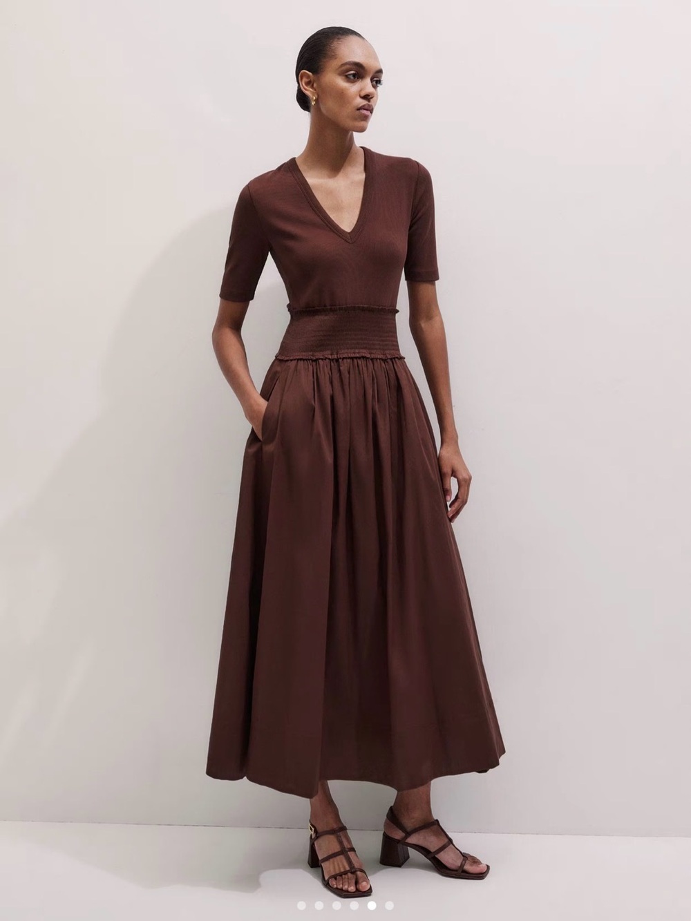 ME+EM Brown Maxi Skirt with Gathered Waist